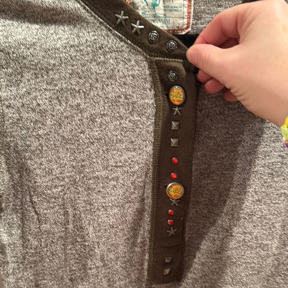 Free People Green Long Sleeve Henley - Picture 3 of 5